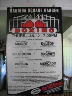 1989 BUDDY McGIRT vs MANUEL DeLEON Vintage Boxing Poster FELT FORUM NEW YORK  