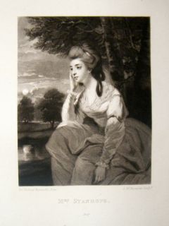 After Joshua Reynolds c1830 Folio Mezzotint Mrs Stanhope Pretty Lady  