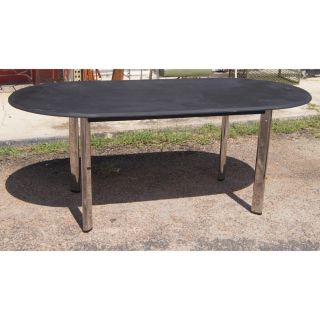 71" Knoll D Urso Black Laminate Oval Racetrack Conference Table with Chrome Legs  