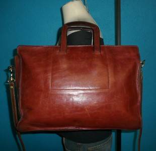 Vintage 70s Joseph Daniel Large Brown Leather Satchel Briefcase Bag Case  