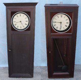 RARE Antique Joseph Brown Sharpe Watchman’s Weight Driven Wall Clocks  