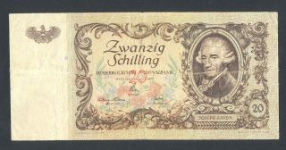 Austria 20 Schilling 1950 F Joseph Haydn Scarce Banknote  