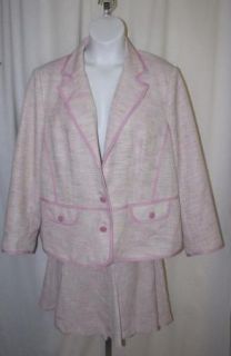 Lane Bryant 24 24W Pink Tweed Skirt Suit Ribon Trim  