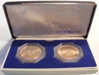 Bronze Tribute to Lyndon B Johnson 2 Coin Set in Box  