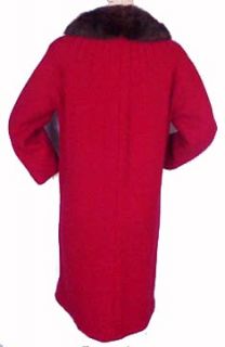 Vtg 50's Red Wool Mink Stroller Coat Large  