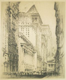 Joseph Pennell Original Etching New York 1920s LISTED  
