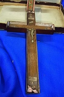 Antique Jerusalem Cross w Relic Holy Joseph 1881 with Certificate in Box BF  