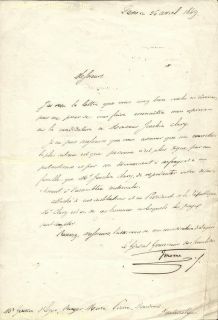 Jerome Bonaparte Manuscript Letter Signed 04 26 1849  