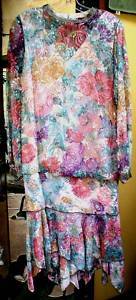 Judith Ann Creations Lace w Sequins Vintage Flapper Style Dress Sz M  
