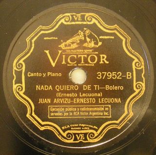 Juan Arvizu 78 RPM Serenata Mexicana Victor 37952  