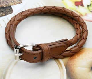 Manual Weave Twist PU Leather Adjustable Buckle Bracelet Bangle CN44092  
