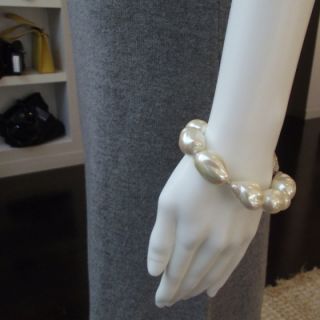 JUDITH LEIBER Crystal JUMBO Pearl Nugget Bracelet  