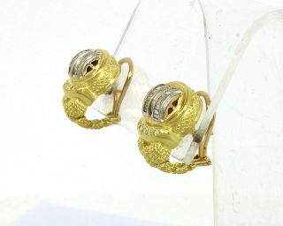 Designer Judith Ripka 2 Tone 18K Gold Diamonds Ladies Stylish Earrings  