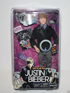 Justin Bieber Singing Doll ONE TIME black purple box JB Music Video
