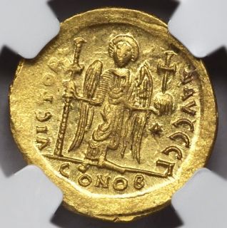 Byzantine Empire Rare Gold Coin AV Solidus Justinian I NGC MS 4 44 GM