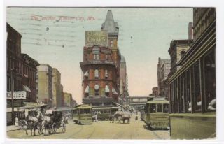 The Junction Streetcars Kansas City MO 1913 Postcard