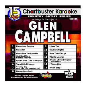 GLEN CAMPBELL Chartbuster Karaoke CDG 15 Songs Galveston RHINESTONE