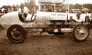 Old 1900s Racing Track Roadster Race Car Driver Roof Special Photo