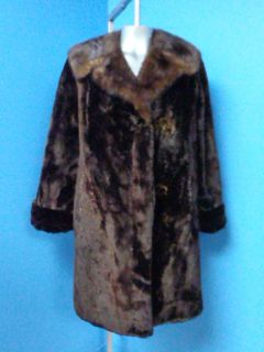 53075 Keim Furs Repair Mink Collar Brown Sheared Muskrat Real Fur Coat