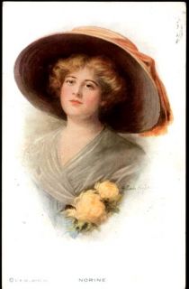 Zula Kenyon Cute Lady w Victorian Hat Vintage Postcard