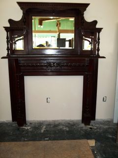Early 1900s Kilian Brothers Antique Wooden Fireplace Mantel