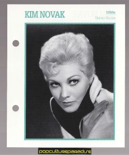 Kim Novak Atlas Movie Star Picture Biography Card