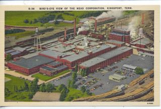 Kingsport Tennessee Mead Paper Factory Aerial Vintage Advertising