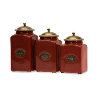 Red Ceramic Canister Set by IMAX Corp
