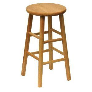 Wood Beveled Seat 24 Inch Counter Bar Stools Kitchen Natural Chair NEW
