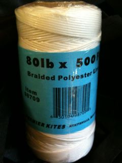 Bulk Kite Line 80lb x 500 Braided Polyester on Tube