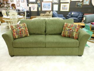 Green Chenille Sofa by Klaussner Furniture Circa 2010