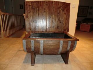 Whiskey Barrel Table with Storage