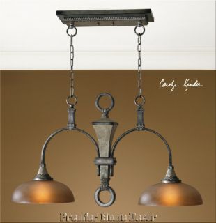 Tuscan Rubbed Glass Shades 2 Light Kitchen Island Chandelier