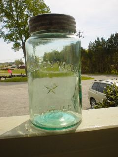 Knowlton Vacuum Antique Quart Fruit Jar w Metal Lid and Glass Insert