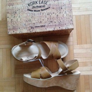 Kork Ease Ava Wedge Platform Sandals Size 9 Beige Olive Leather