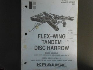 Krause Flex Wing Tandem Disc Harrow 3948N 3951W 3954N 3957NR etc Owner