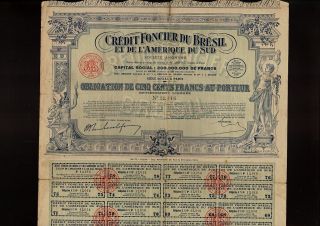 Foncier Du Bresil Et de LAmerique Du Sud 1929 Uncancelled