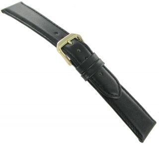 19mm Kreisler Black Padded Stitched Calfskin Leather Mens Watch Band
