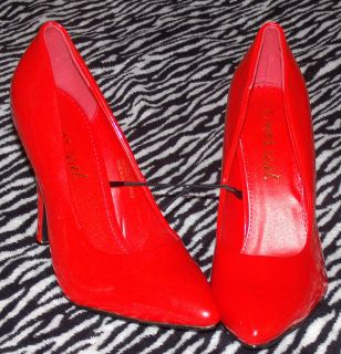 New Wet Seal Patent Leather Red Shiny High Heels Pumps Shoes 4 Inch