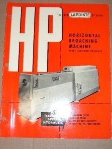 Vtg Lapointe Machine Tool Co Catalog Broaching H P 1950