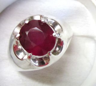 Mens 5ct Ruby Handsome Neatest Sterling Silver Ring
