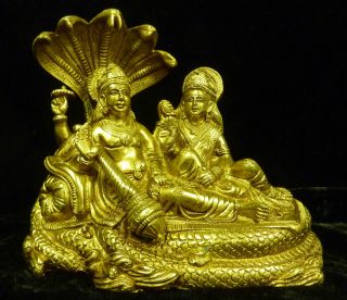 Vishnu Laxmi Bronze Sculpture India Hinduism Vaishnavite Lakshmi