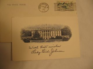 1967 US First Lady  Lady Bird Johnson White House Thank You Card