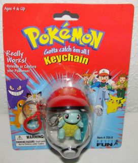 New Pokemon 1999 Squirtle Keychain Pokeball Basic Fun Vintage