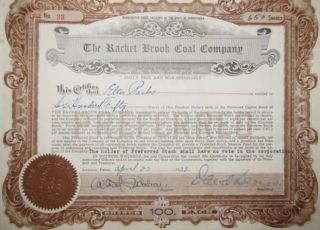The Racket Brook Coal Company Stock Certificate Book