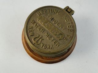Vintage Neptune Meter Co Trident Meter Trinket Box Desk Inkwell Bronze