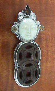 Sterling Silver Large Goddess Brooch Pin Sajen Pendant