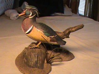 Larry Tawes Jr Wildlife Polyresin Statue Wood Duck Decoy Miniature