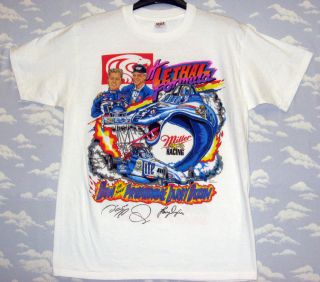 DON The Snake PRUDHOMME LARRY DIXON Miller Racing AUTOGRAPHED T SHIRT