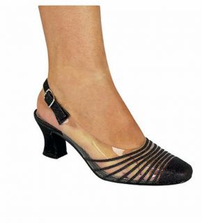 Lava Riviera Womens Black Silver or Pewter Sling Back 2 Heels Pumps